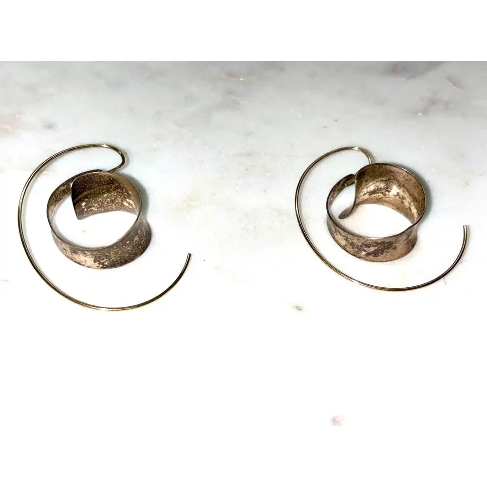 Gold and Copper Tone Spiral Threader Earrings - Elegant